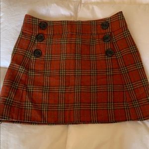 Orange plaid mini skirt